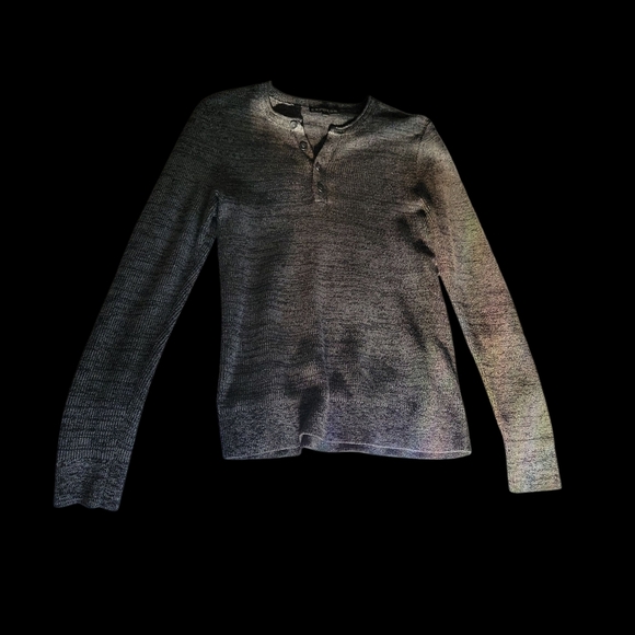 Express Men’s Gray and Black Static Knit Henley Long Sleeve Sweater Size XS - Picture 1 of 2